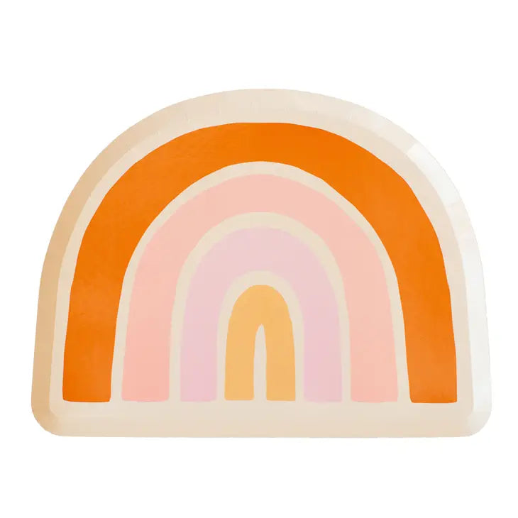 Boho Rainbow Paper Plate, Party Decorations, Smile Icon Party Supplies
