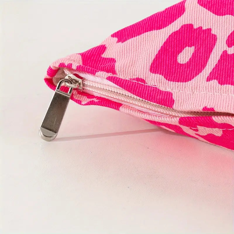 Hot Pink Leopard Print Makeup Bag – Trendy Cosmetic Pouch