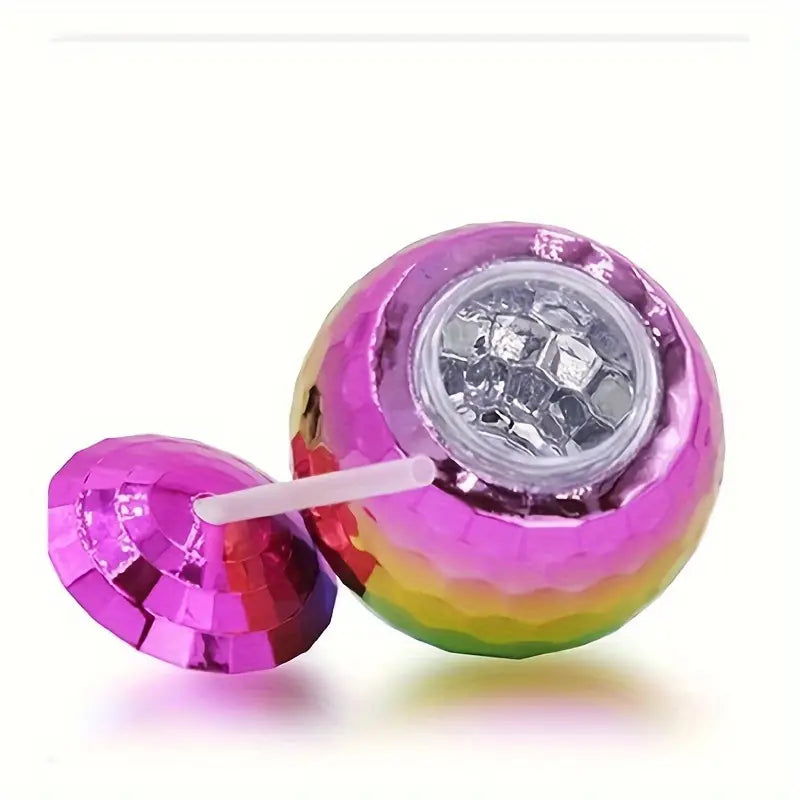 Rainbow Disco Ball Tumbler, Disco Ball Cup with Straw
