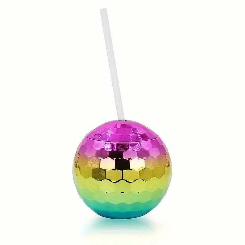 Rainbow Disco Ball Tumbler, Disco Ball Cup with Straw