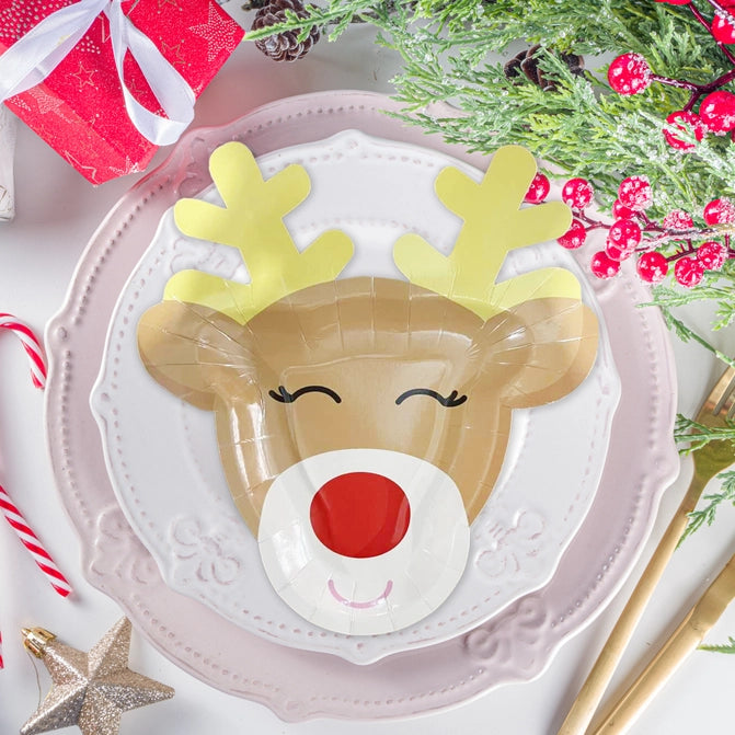 Christmas Rudolph Paper Plate, Christmas Party Supplies
