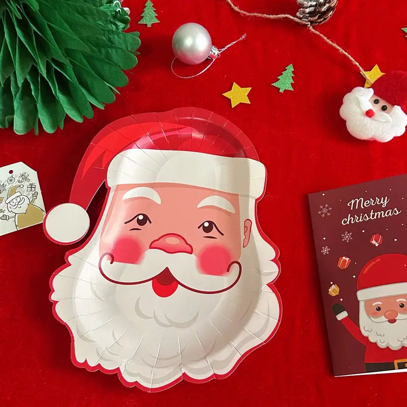 Santa Clause Paper Plate, Christmas Party Supplies