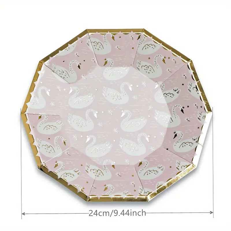 Princess + Swan Paper Plate, Party Decorations, Princess Party Supplies