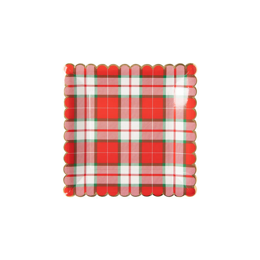 Christmas Plaid Paper Plate, Christmas Party Supplies