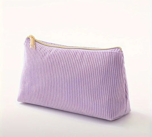 Lavender Corduroy Cosmetic Bag – Chic & Functional Makeup Organizer