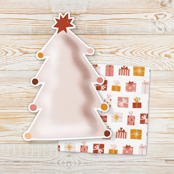 Boho Christmas Tree Plate, Christmas Decorations, Party Supplies.